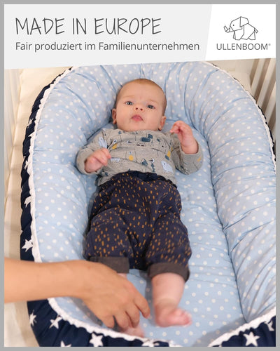 ULLENBOOM ® Einlage für Babynestchen 35 x 75 cm Blau (Made in EU) - bequeme Polsterung für das ULLEN