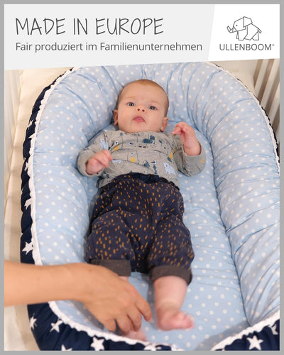 ULLENBOOM ® Babynest Set mit Einlage, Kuschelnest (55x95 cm) Blau Hellblau (Made in EU) - Baby Nestc