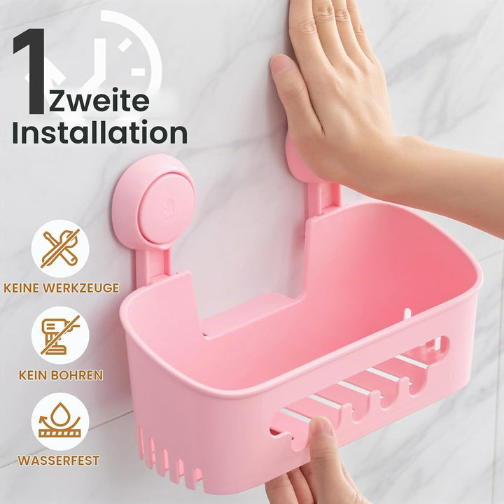 LEVERLOC Duschablage Saugnapf &amp; Seifenschale &amp; Zahnbürstenhalter 3er-Pack Duschregal ohne Bohren Abn