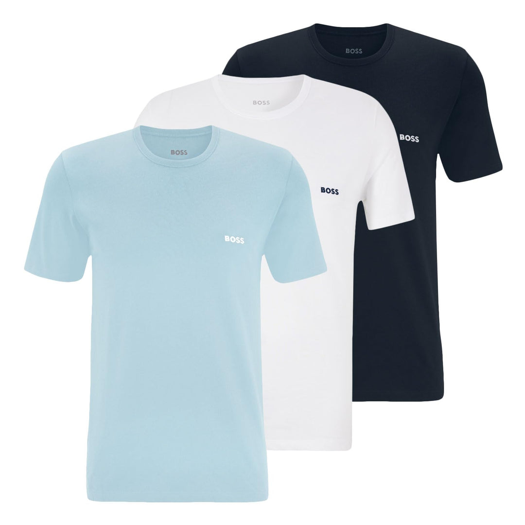 BOSS Herren TShirtRN 3P Classic Dreier-Pack T-Shirts aus Baumwoll-Jersey mit Logo L -985 White / Nav