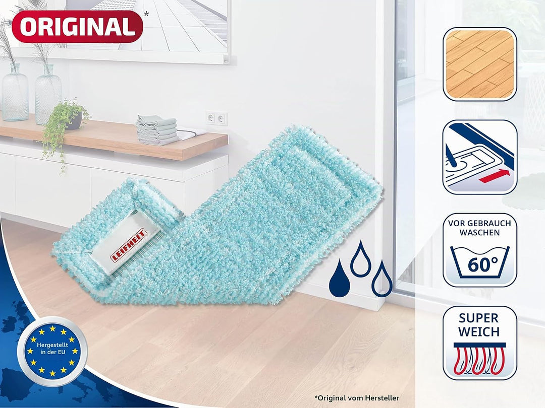 Leifheit 3er Set Wischbezug Profi XL, für Trocken- und Nassreinigung, waschbare Bodenwischer Bezüge
