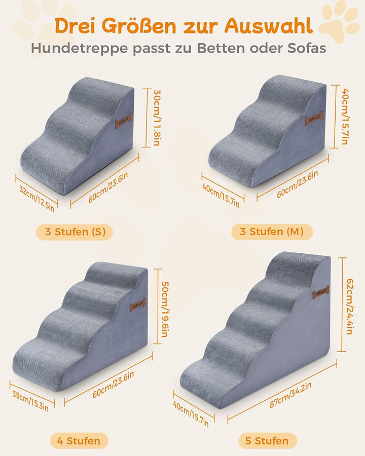 Hundetreppe für Kleine Hunde 50 cm Hohe 4-stufige Hundefootstool 40x70x50CM für Sofa und hohes Bett,