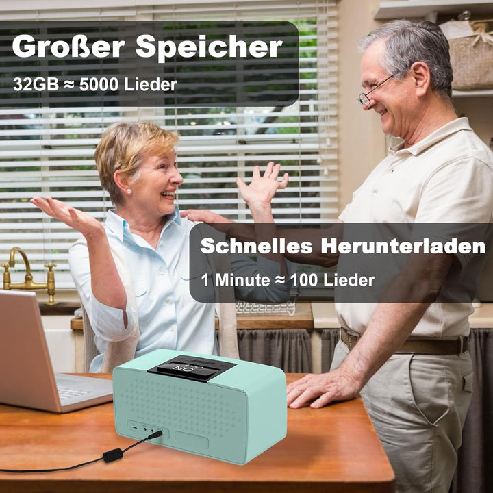 Einfacher Musikplayer für Senioren mit Demenz - Einfacher Hörbuchplayer mit 32GB TF-Karte &amp; Reader(B