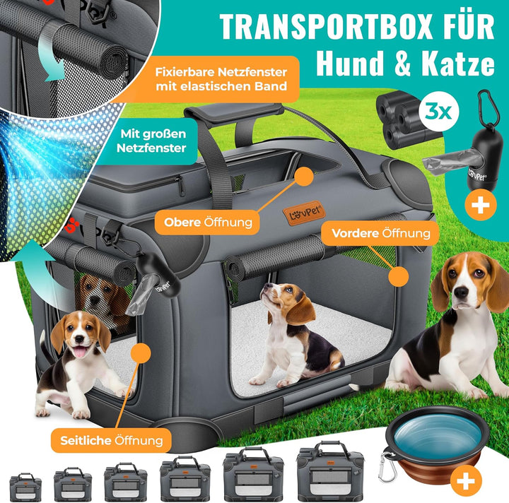 Lovpet® Transportbox Hund Katze Transporttasche XL 81,3x58,4x58,4cm | Hunde-Tragetasche Faltbare Kat