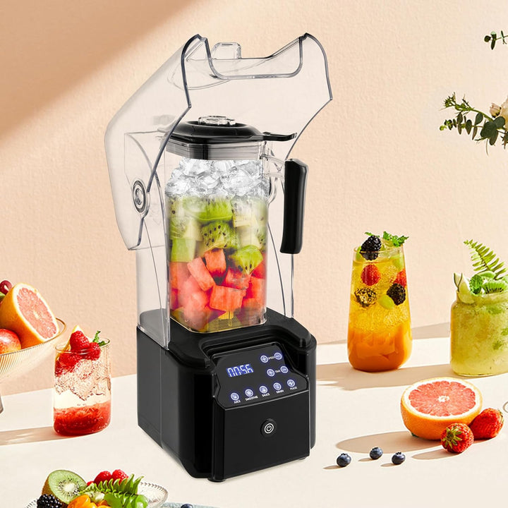 Schalldichter Standmixer Blender, 2200W 2.2L Hochleistung Smoothie mit 9-stufiger Drehzahlregelung u