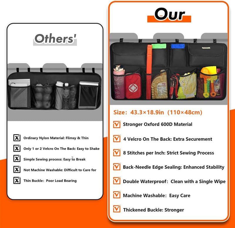 SURDOCA kofferraum organizer auto, 4. Generation 8 Upgrades - XL auto organizer, autotasche kofferra