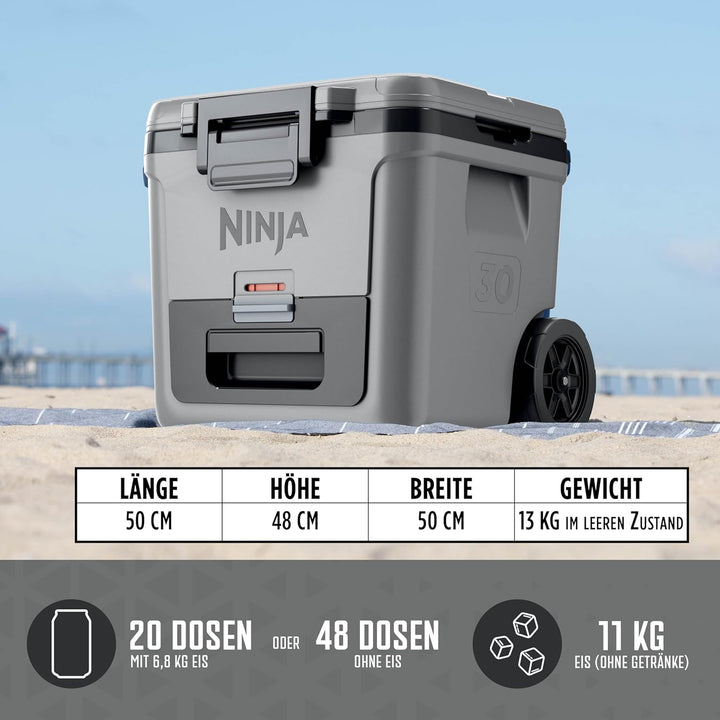 Ninja FrostVault Kühlbox mit Rollen und Isolierung, integrierter Dry Zone Schublade mit Kühlschrankt