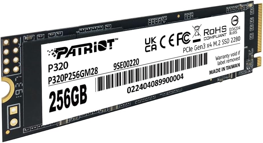 Patriot P320 256GB Interne SSD - NVMe PCIe Gen 3x4 - M.2 2280 - Solid State Drive - P320P256GM28, 25