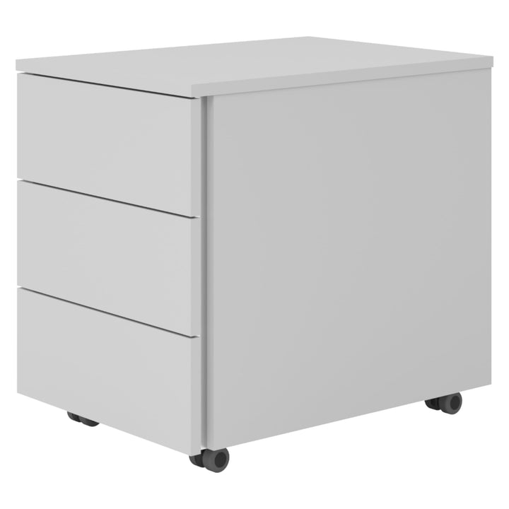 bümö lite Rollcontainer mit Schubladen, Container aus Holz in grau - Rollwagen für's Büro als Schrei