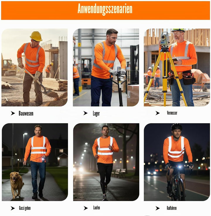 HYCOPROT Warnschutz T-Shirt Warnweste Reflektierend Warnweste Atmungsaktiv Leicht Kurzarmshirt Kurza