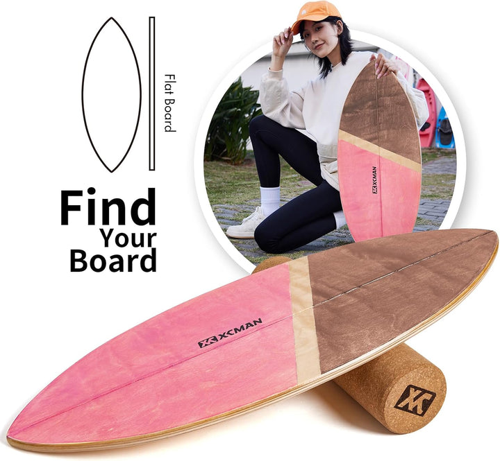 XCMAN Surf Balance Board Trainer Mit Rolle - Stabilitätstrainer Für Erwachsene Und Kinder, Zum Surfe
