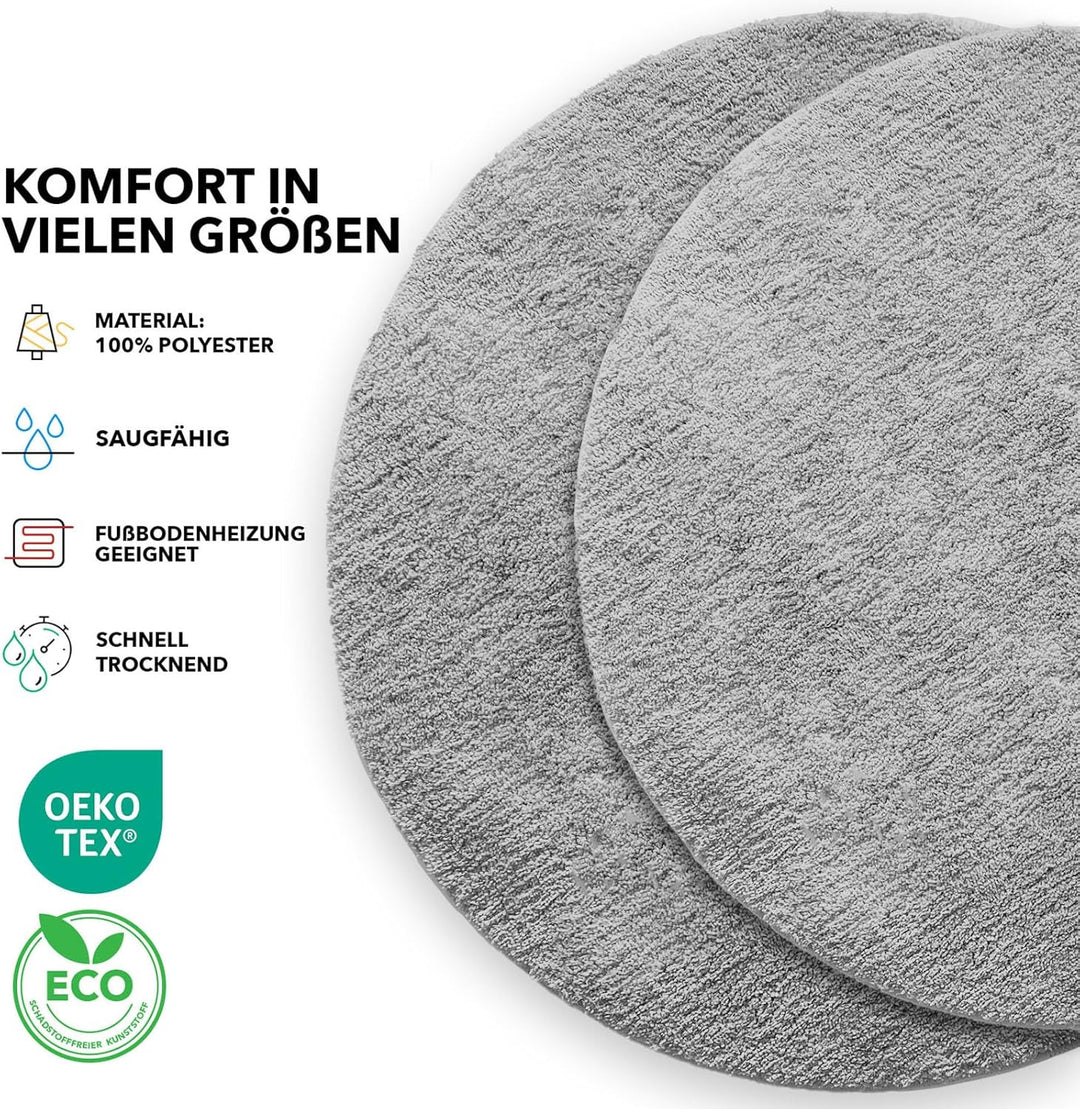 Floordirekt Badematte Sky - Badezimmerteppich - Weicher, dichter Hochflor - Rutschhemmend & Schnell