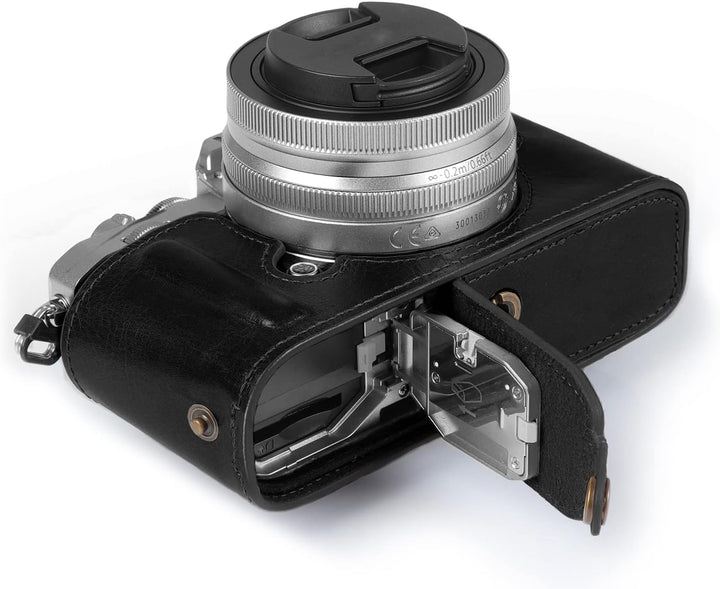 MegaGear MG2016 Ever Ready Genuine Leather Camera Half Case Compatible with Nikon Z fc (Schwarz), Sc