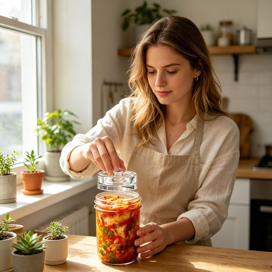 Gärglasgewichte – transparent, 4 Stück mit Griff, 200 g, 7,9 cm, für Gurkenkiesel, Gärgewichte für Z