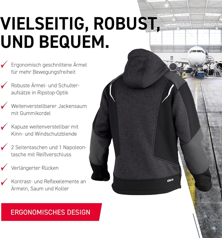 KÜBLER Workwear KÜBLER Weather Strickjacke grau, Grösse XL, Unisex-Strickjacke aus Mischgewebe, Funk