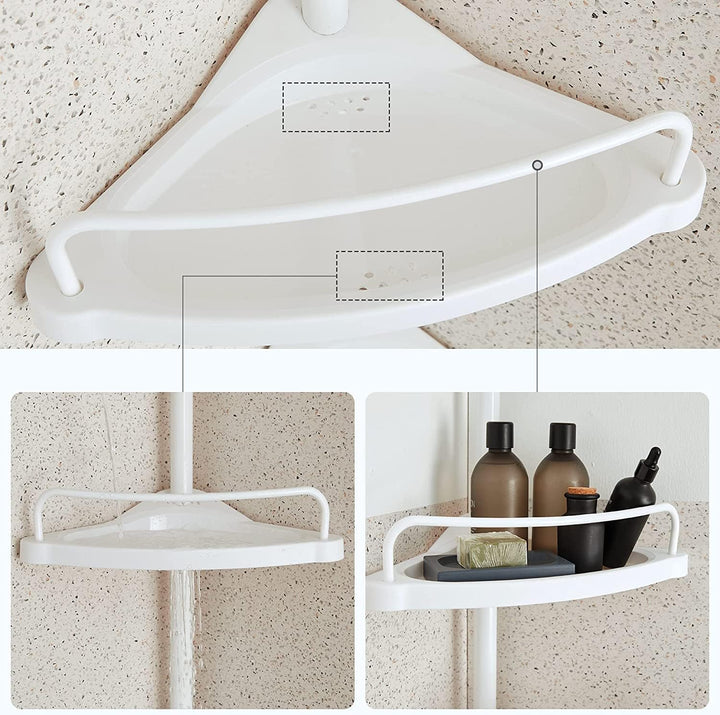 SONGMICS 85-305 cm Duschregal für Badezimmer mit Teleskoprohren und 4 Ablagen BCB001A Weiss/Flyaway