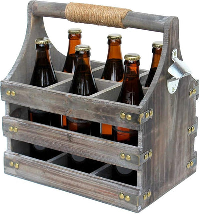DanDiBo Bierträger aus Holz mit Öffner 93860 Flaschenträger Flaschenöffner Flaschenkorb Männerhandta