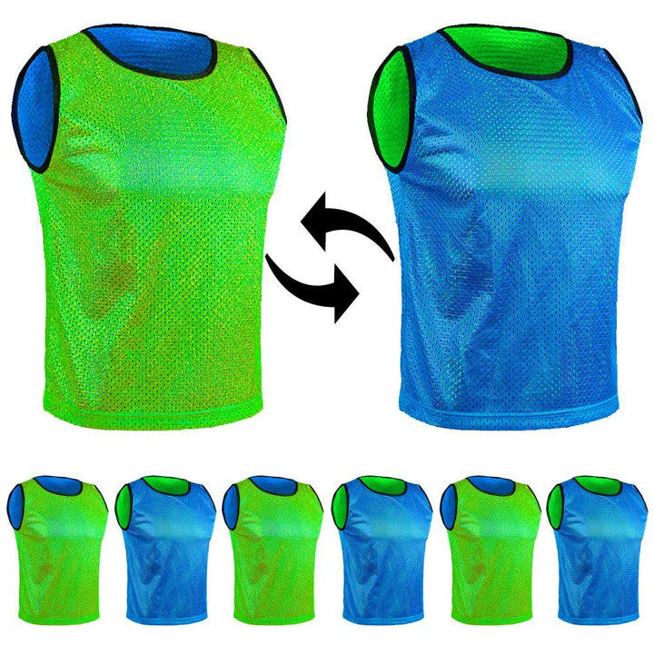SPORTSBIBS 6X Fussball Leibchen für Kinder und Erwachsene - Set von 6 Stück - Wendeleibchen 2-Farbig