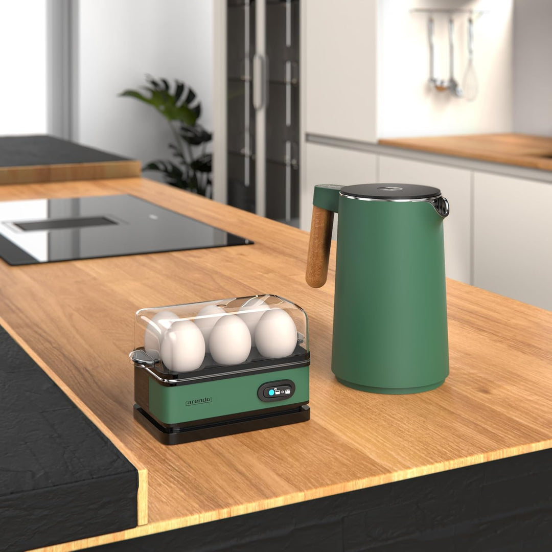 Arendo - Eierkocher Edelstahl mit Warmhaltefunktion - Kipp-Funktionsschalter mit Indikationsleuchte