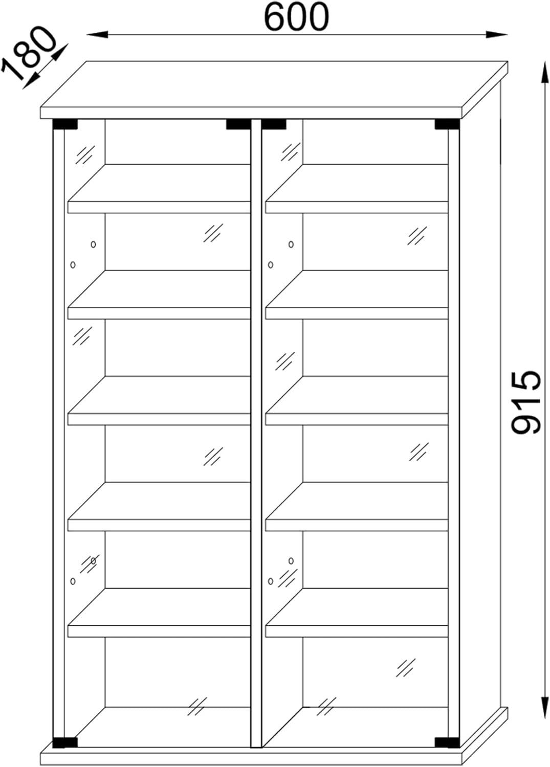 VCM Wandregal Hängeregal Wandschrank Hängeschrank Wandvitrine Wandschrank Weiss 18 x 60 x 91,5 cm "Z