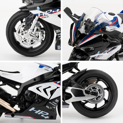 imtfzct 1/12 BMW HP4 Motorrad Modellauto, Spielzeugmotorrad mit Sound und Licht, Mini-Motorrad-Rennw