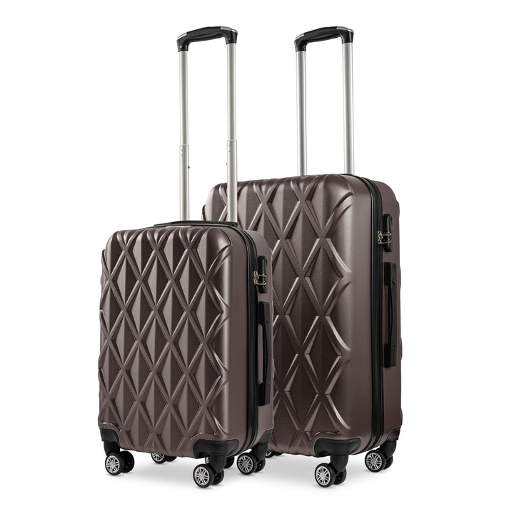 2er Hartschalen-Kofferset Braun (M+L) | Premium-Qualität ABS-Gepäcktrolley & Design-Muster | Origina