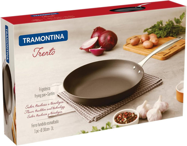 Tramontina Trento Bratpfanne aus Gusseisen 30 cm Durchmesser, Schwarz, 30 cm