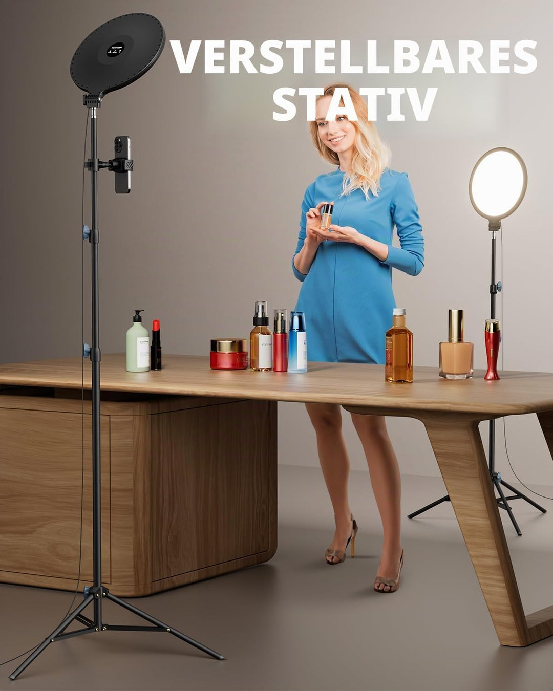 Weilisi 10.5" Ringlicht mit 69" Stativ Handy mit für Tiktok, Vlogging | Vollflächiges Ringlicht-Stat