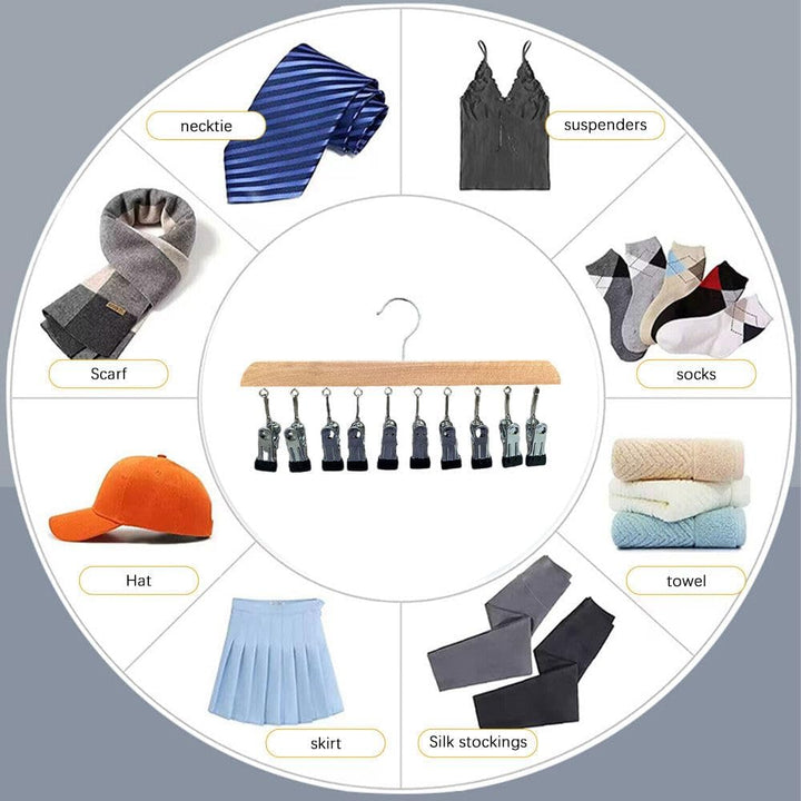 2 Stück Sockentrockner Wäscheständer aus Holz, Winddicht Trockengestell mit 10 Clips für Socken, für