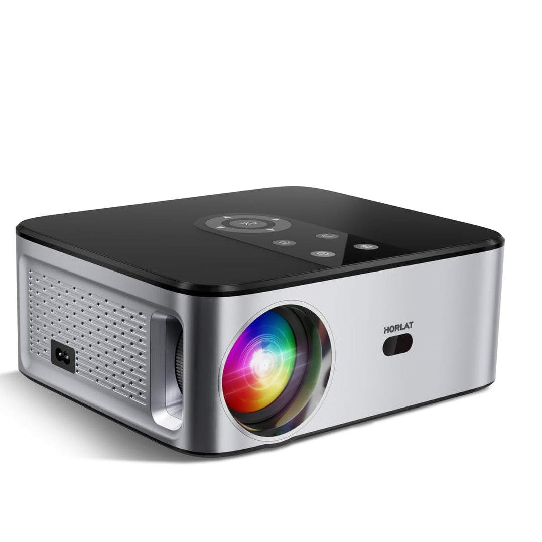 HORLAT Beamer 4K Heimkino Unterstützt, 25000 Lumen, Beamer Full HD 1080P Android 9.0, WiFi 6 Bluetoo