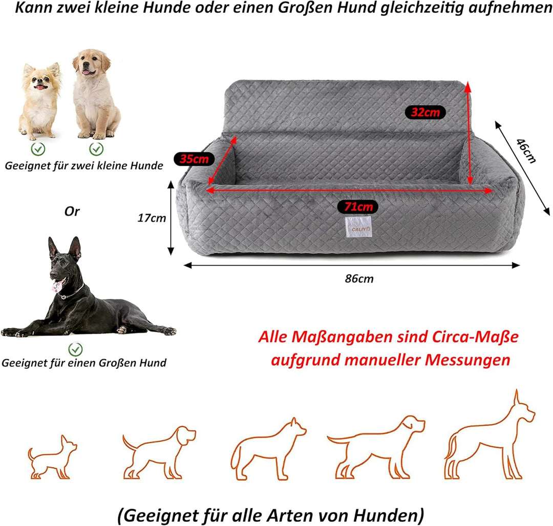 CALIYO Hunde Autositz，Hunde Autositz Rückbank mit verstärkten Wänden und Sicherheitsgurt. Herausnehm