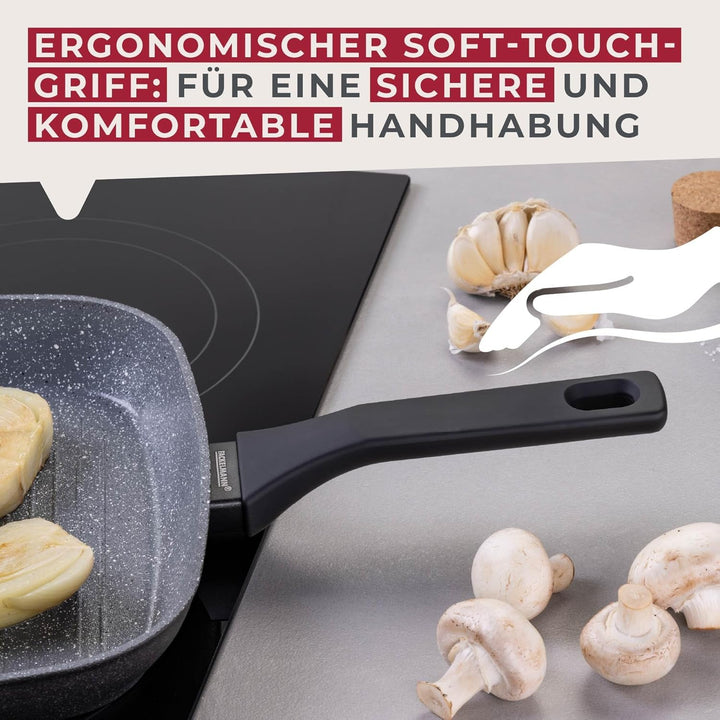Fackelmann Grillpfanne Cosmo – Ø 28 cm aus gepresstem Aluminium, PFAS-freie Excilon Ceramic Beschich