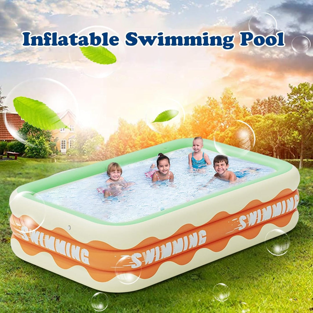305x180x60cm Aufblasbarer Pool Rechteckig, Aufblasbares Schwimmbad, Planschbecken, Familienpool, Kin