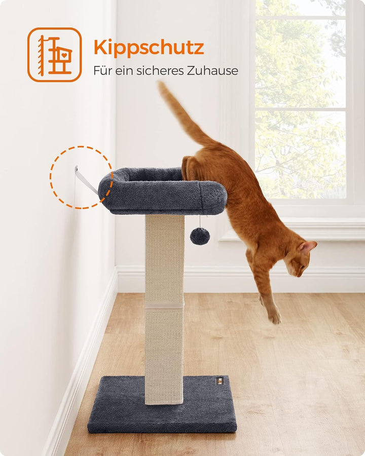 Feandrea Kratzbaum, Katzenbaum mit 40 x 30 cm Plattform aus Plüsch, Kratzstamm, Katzenkratzbaum, 71