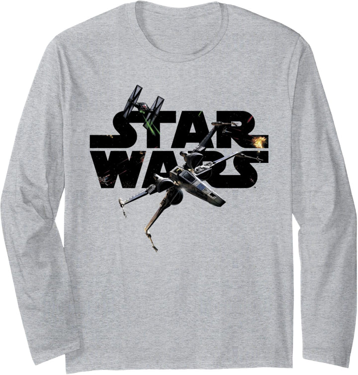 Star Wars Logo Dogfight Episode 7 Tie Fighter Rebels Langarmshirt