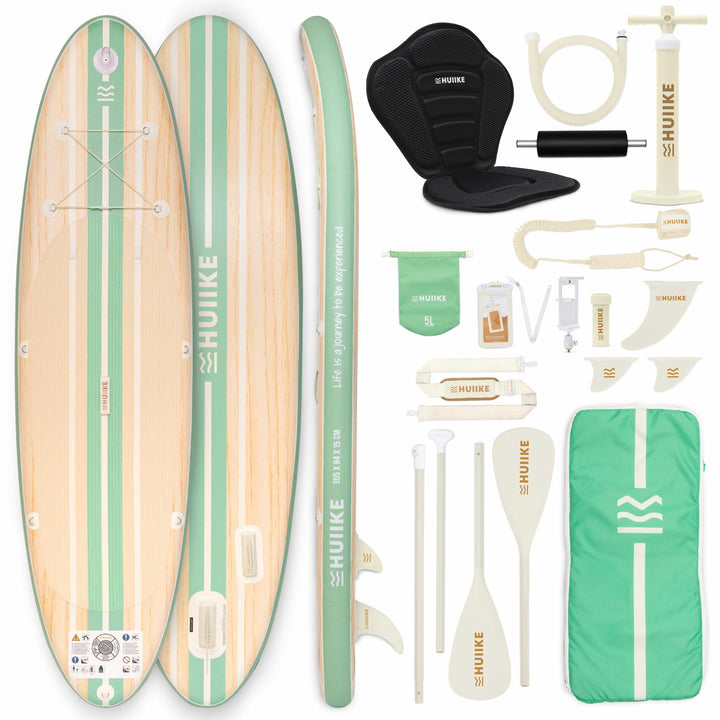 HUIIKE Stand Up Paddling Board mit Zubehör, Paddel, Finnen, Leash, Pumpe, Rucksack. SUP-Board Aufbla