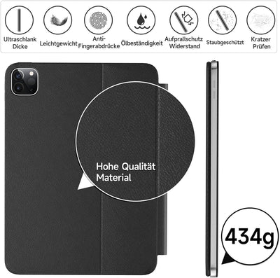 HOU für iPad Air 5 Hülle mit Tastatur für iPad Air 6 11 Zoll, für iPad Pro 11 Hülle mit Tastatur (4.
