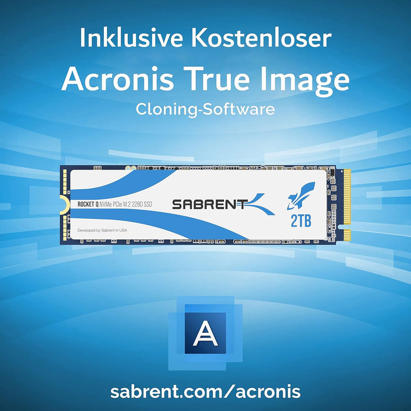 Sabrent M.2 NVMe SSD 2TB, Internes Solid State 3200 MB/s Lesen, PCIe 3.0 2280, intern Festplatte Hig