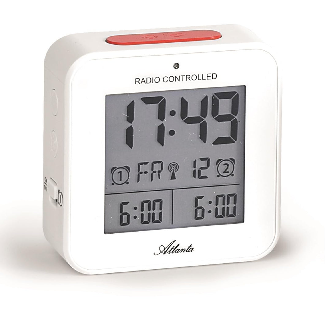 Atlanta Funkwecker Digitalwecker LCD Licht Nachtlicht Snooze Datum Temperatur 2 Weckzeiten Ohne Tick