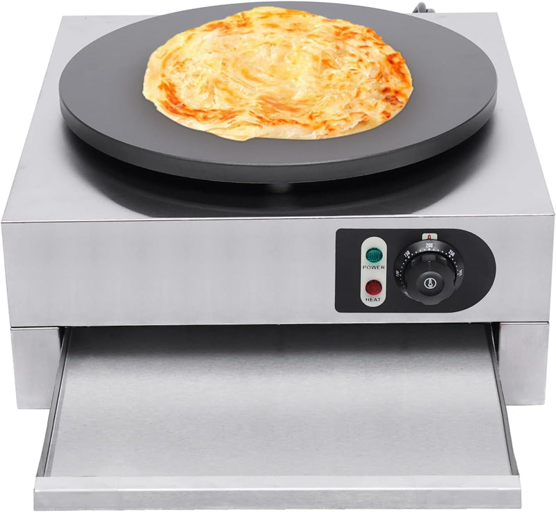 Elektrischer Crepe Maker,40CM mit Ausziehbarem Tablett Crepesmaker Eingebauter Thermostat 50-300°C S