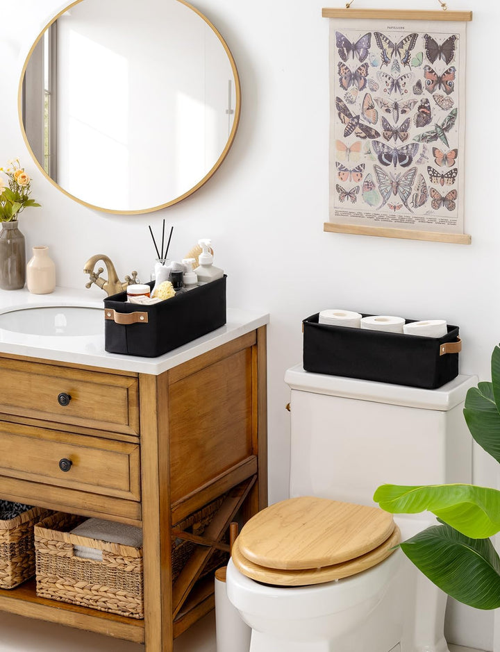 StorageWorks schmaler Aufbewahrungskorb Stoff, faltbarer Badezimmer Organizer zum Ordnen, lange Aufb