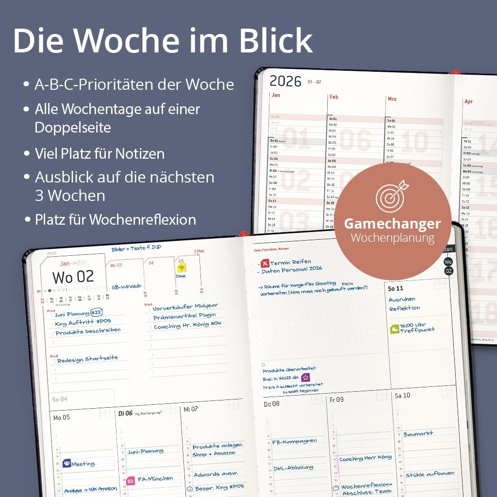weekview Business Planner 2026 A5+ – Professioneller Personal Organizer & Erfolgsplaner | Wochen- &