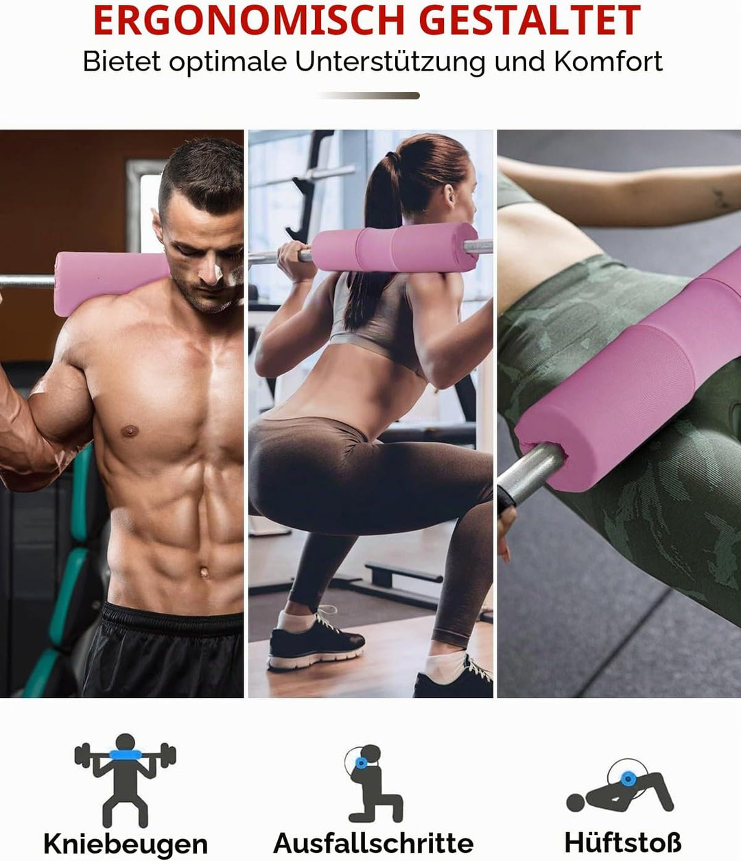 Langhantel Polster Nylon Padding AntiSlip- Hip Thrust Pad Polster für Langhantelstange - Hantel Nack