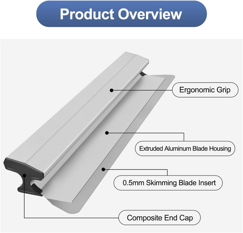 DrRobor Flächenspachtel 800mm, Profi Finish Spachtel Werkzeug mit Ergonomischem Griff und Austauschb