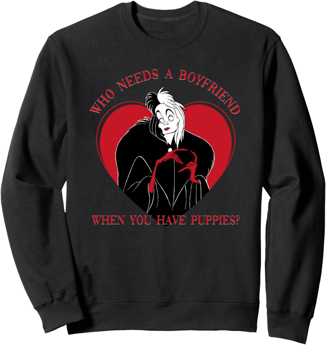 Disney Villains Valentines Cruella Who Needs A Boyfriend Sweatshirt