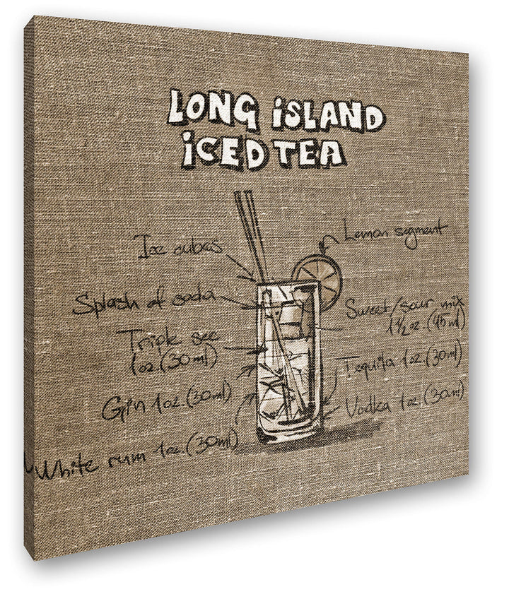 deyoli Rezept für einen Long Island Ice Tea Format: 60x60 Effekt: Sepia als Leinwandbild, Motiv auf