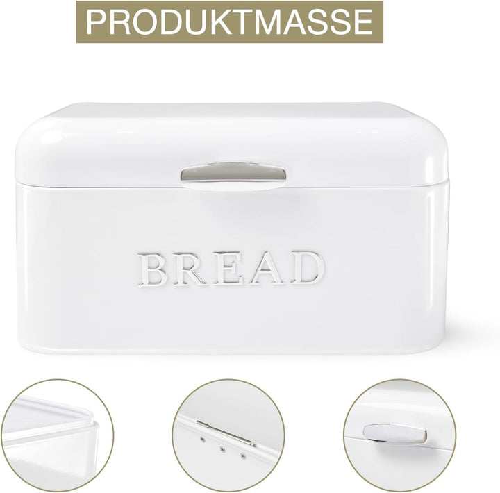 Brotkasten Grosser Metall-Brotkasten mit Deckel Ideales Breadbox zur langen Aufbewahrung von Brot &