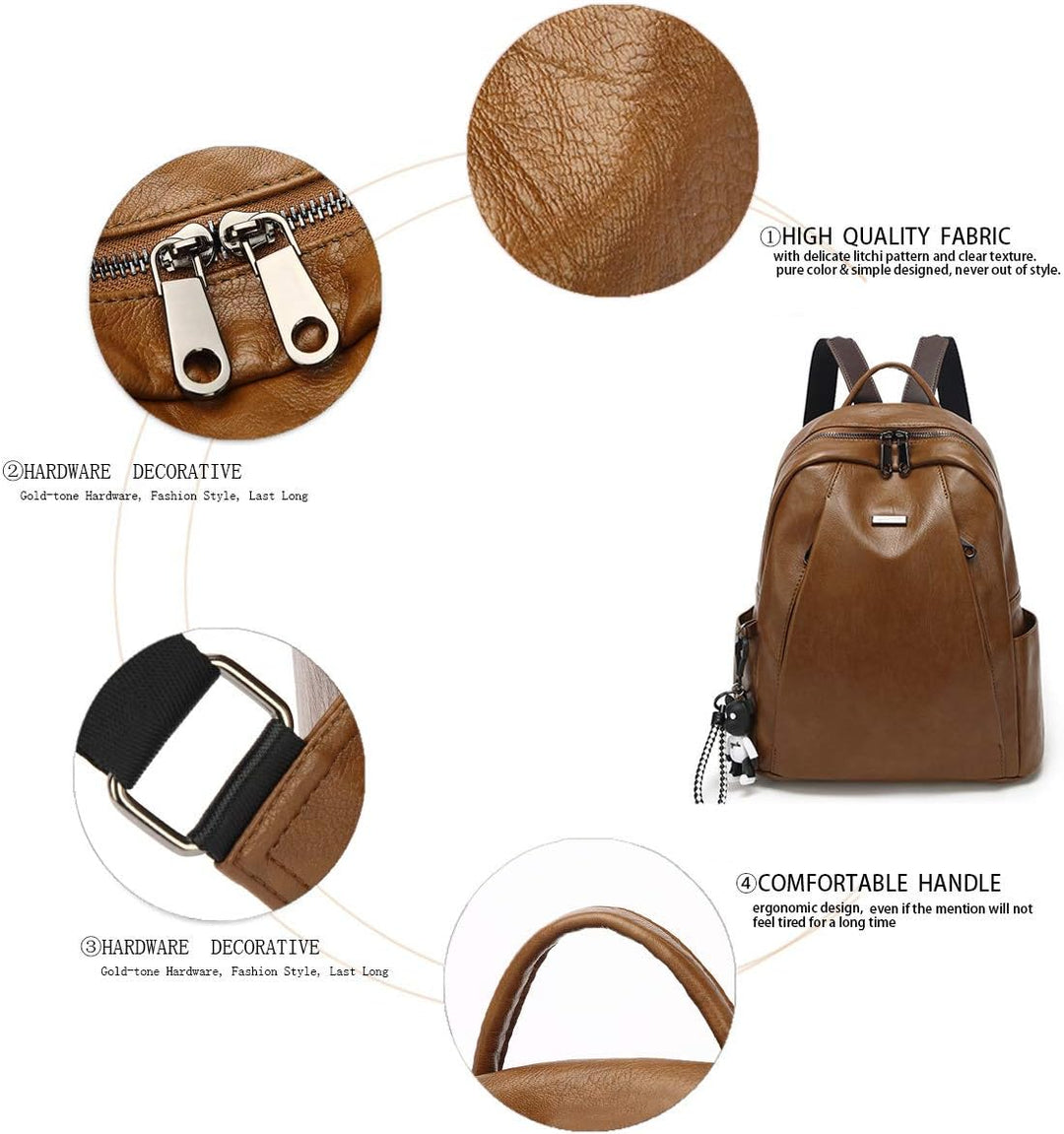 BUKESIYI Damen Tasche Rucksack Handtasche Frauen Backpack Klein Anti Diebstahl Schulrucksack Laptop
