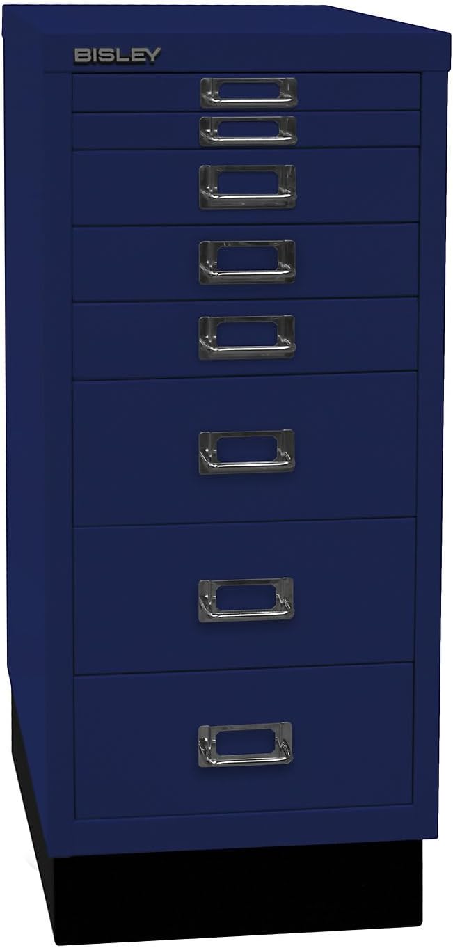 BISLEY MultiDrawer, 29er Serie mit Sockel, DIN A4, 8 Schubladen, Metall, 639 Oxfordblau, 38 x 27.9 x