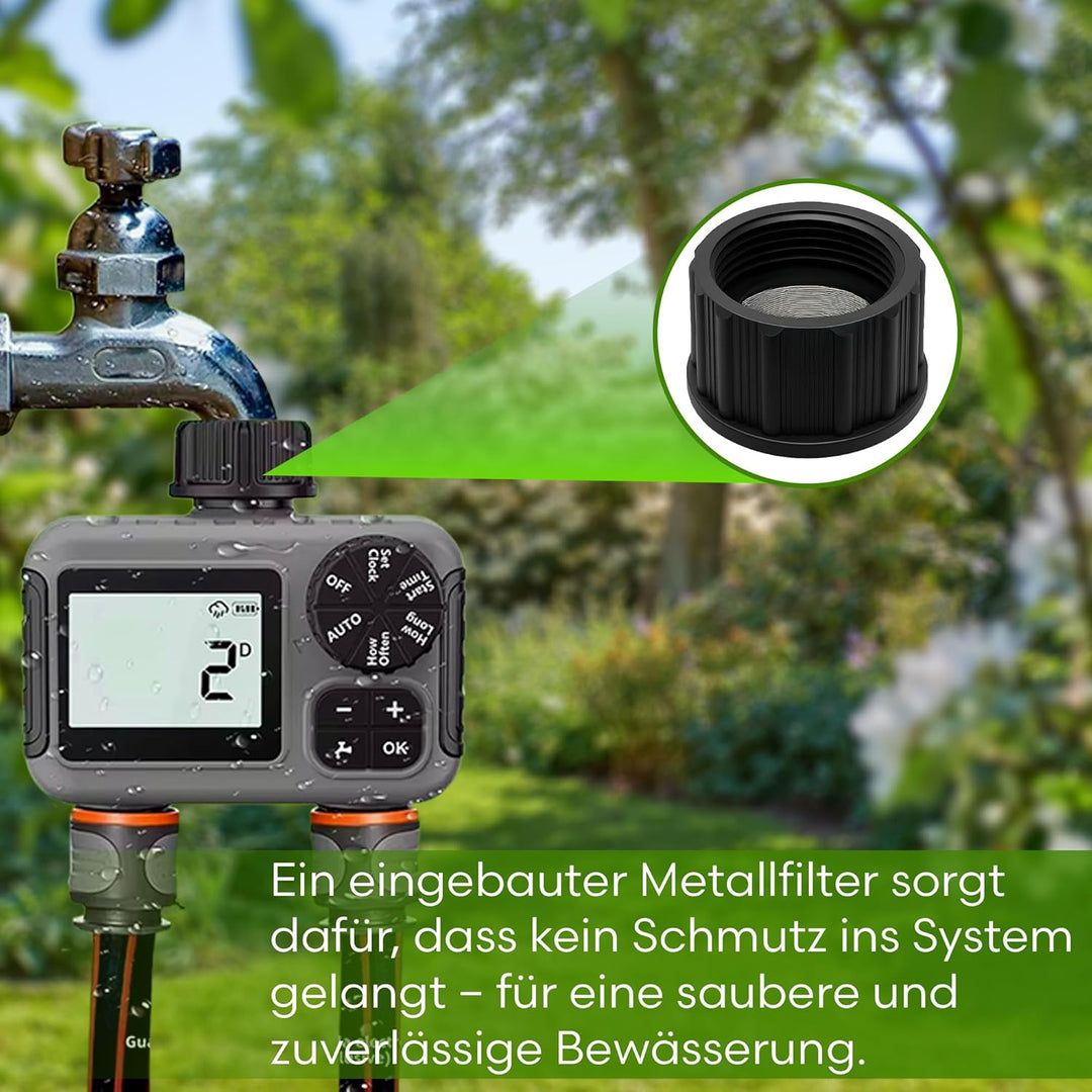 rainfactory Zeitschaltuhr mit 2 Ausgängen, IP55 wasserdicht, Regenverzögerung, Digitale Zeitschaltuh